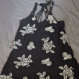 Elegant Black and White Floral Dress